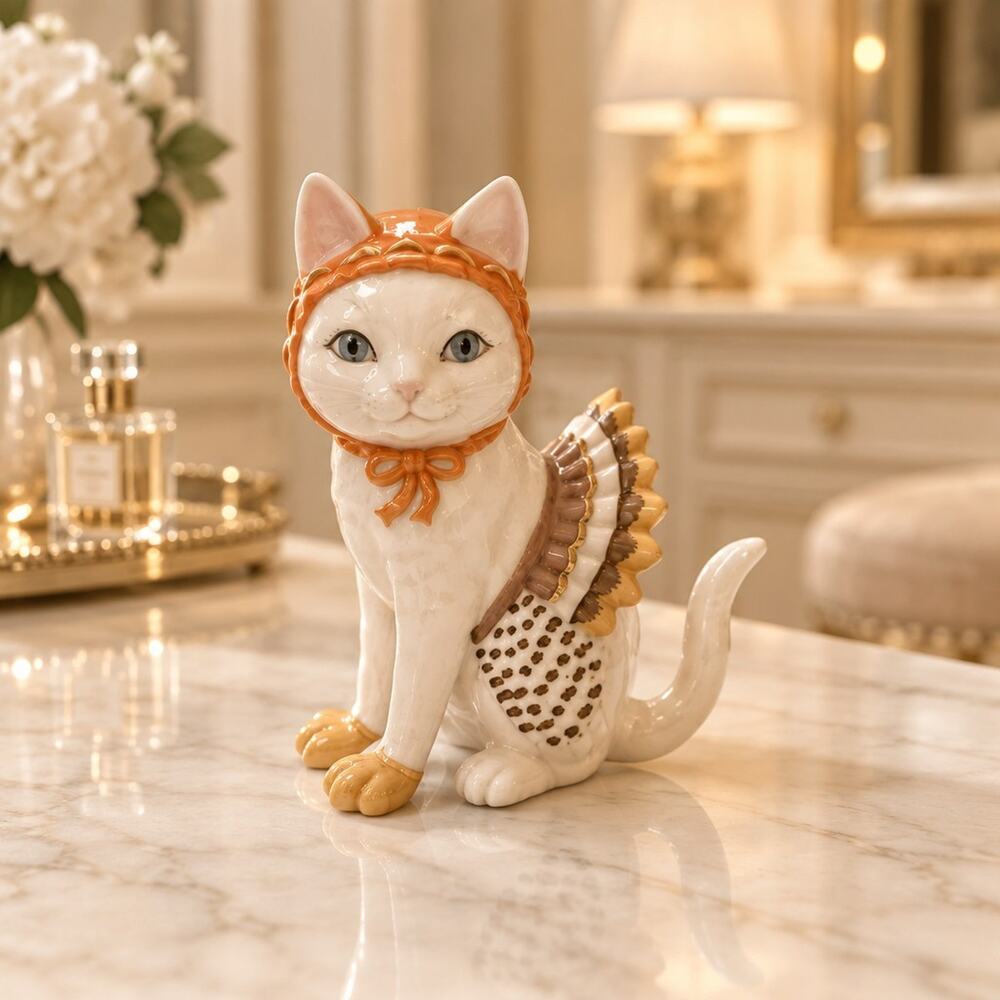 NEW Lenox American by Design Kitty Gobbler Cat Figurine Thanksgiving IN BOX